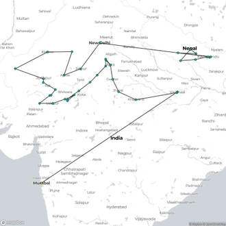 tourhub | Panda Experiences | Historical India and Nepal | Tour Map