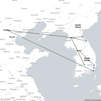 tourhub | Crooked Compass | Founders &  Tour – Cherry Blossoms in North &#038; South Korea | Tour Map