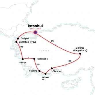 tourhub | G Adventures | Turkey: Coastlines & Cappadocia | Tour Map
