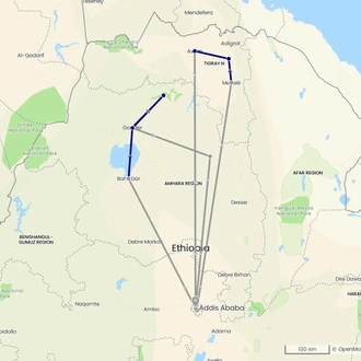 tourhub | GishAbay Ethiopia Tours | North Ethiopia | Tour Map