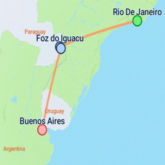 tourhub | On The Go Tours | Rio de Janeiro to Buenos Aires (Superior) - 9 days | Tour Map