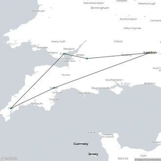 tourhub | BTOURS | Taste of South England and Wales Ready | Tour Map