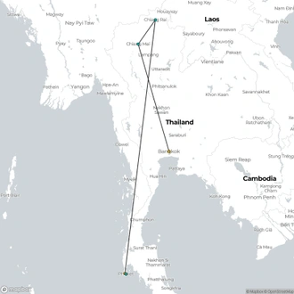 tourhub | Today Voyages | Bangkok, Golden Triangle & Phuket Beach Extension - Private tour | Tour Map