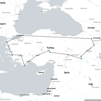 tourhub | My Turkey Adventure | 17 Days, East & West Turkey Private Tour From Istanbul | Tour Map