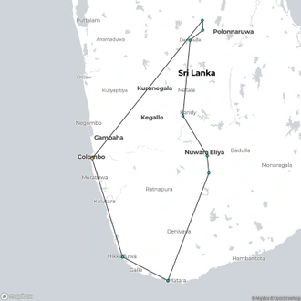 tourhub | Ran Lanka Tour Holidays (pvt) Ltd | Paradise Island Tour | Tour Map