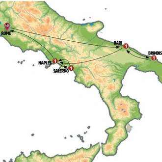 tourhub | Europamundo | Beautiful Puglia and Campania | Tour Map