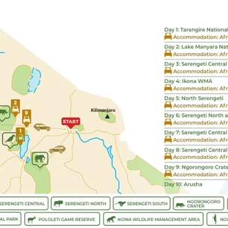 tourhub | Beach and Safari Holidays | Tanzania Northern Circuit Adventure | Tour Map