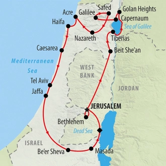 tourhub | On The Go Tours | Highlights of Israel - 8 days | Tour Map