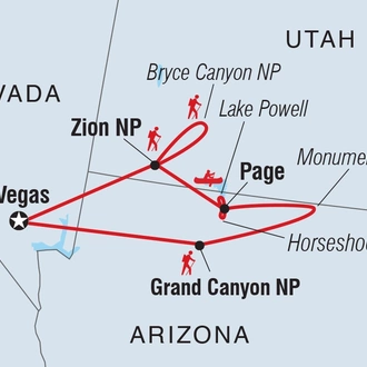 tourhub | Intrepid Travel | Western USA National Parks Loop | Tour Map