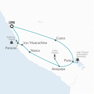 tourhub | Bamba Travel | Peru Circuit (from Lima) Travel Pass | Tour Map