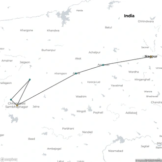 tourhub | Agora Voyages | Nagpur to Aurangabad Cultural Safari | Tour Map