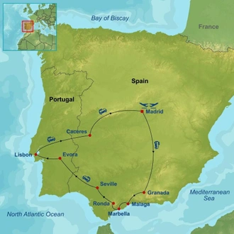 tourhub | Indus Travels | Highlights of Spain and Portugal | Tour Map