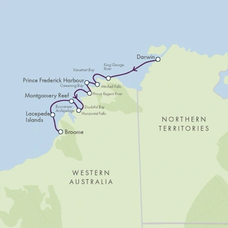 tourhub | Exodus Adventure Travels | The Kimberley: Darwin to Broome Cruise - Premium Adventure | Tour Map