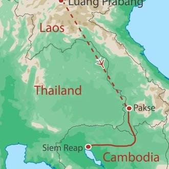 tourhub | World Expeditions | Bike, Hike & Kayak Laos and Cambodia | Tour Map