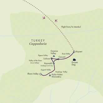 tourhub | Exodus Adventure Travels | Walking the Ancient Trails of Cappadocia - Premium Adventure | Tour Map