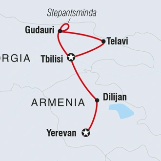 tourhub | Intrepid Travel | Georgia & Armenia Adventure | Tour Map