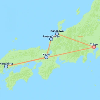 tourhub | On The Go Tours | Jewels of Japan Premium - 13 days | Tour Map