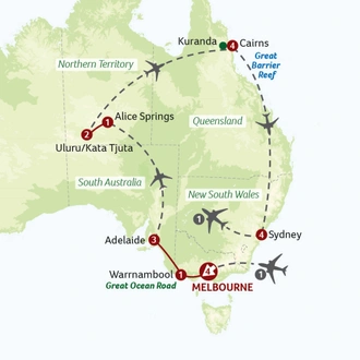 tourhub | Saga Holidays | The Best of Australia | Tour Map