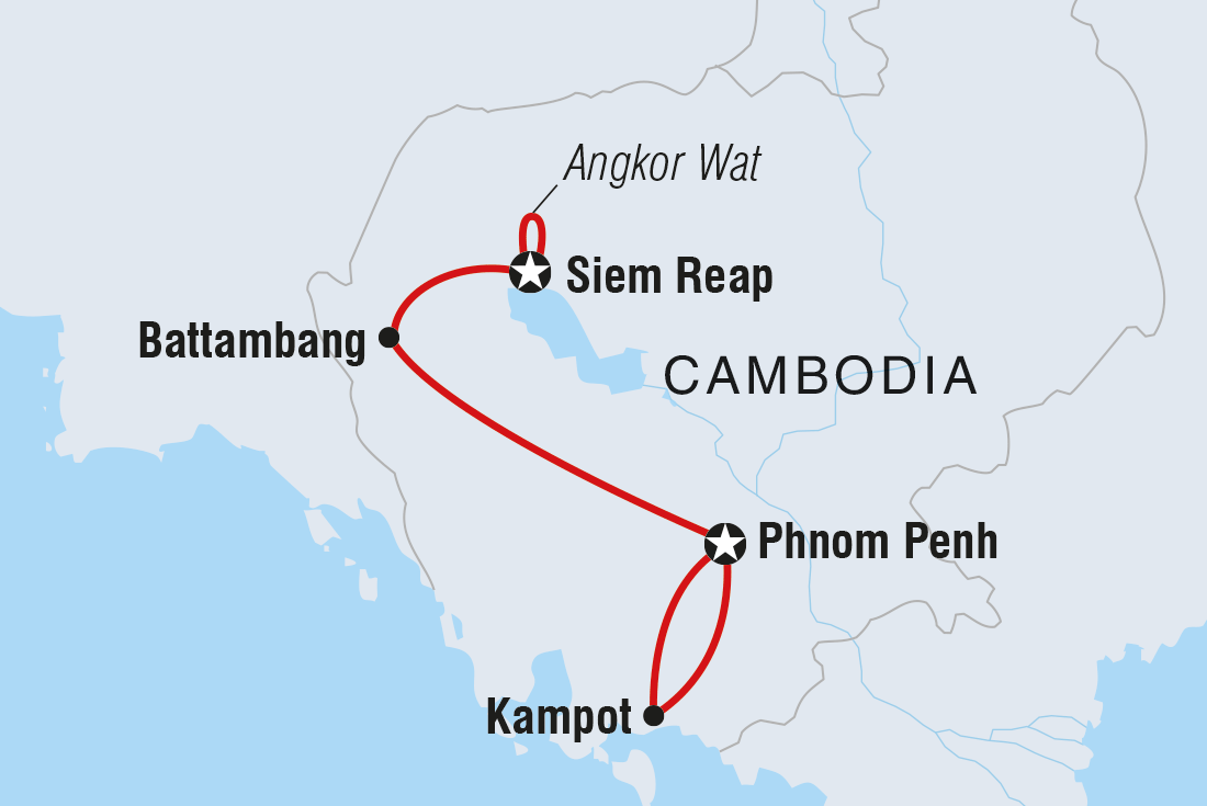 tourhub | Intrepid Travel | Cambodia Real Food Adventure  | Tour Map