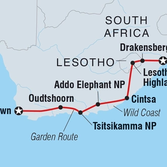 tourhub | Intrepid Travel | Garden Route Adventure | Tour Map