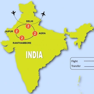 tourhub | Tweet World Travel | Golden Triangle Tour With Ranthambhore | Tour Map