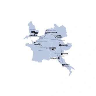 tourhub | Contiki | European Discovery | Start London | Age 27-35 | Summer | Season 2025 | Tour Map