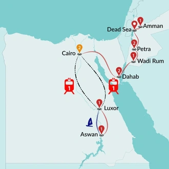 tourhub | Travel Talk Tours | Egypt & Jordan Discovered By Felucca | Tour Map