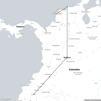 tourhub | Oasis Overland | CARTAGENA to QUITO (22 days) Colombian Adventure | Tour Map