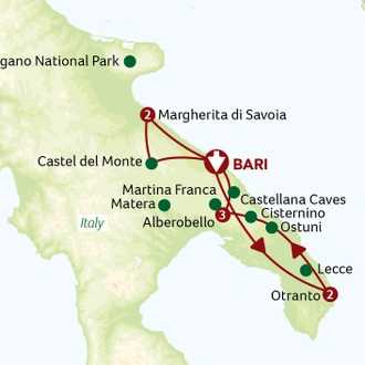 tourhub | Titan Travel | Puglia - Discover the Heel of Italy | Tour Map