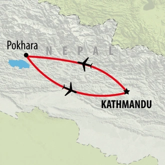 tourhub | On The Go Tours | Kathmandu & Pokhara - 6 days | Tour Map