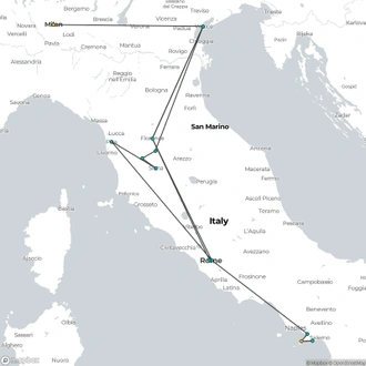 tourhub | Omega Tours | Absolute Italy: Milan to the Amalfi Coast | Tour Map