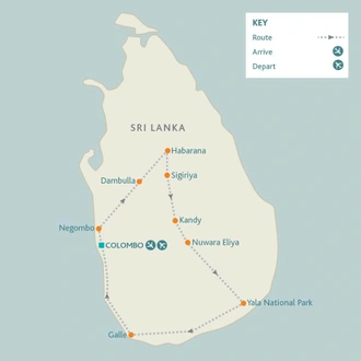 tourhub | Riviera Travel | Sri Lanka plus Maldives Cruise Extension - MV Yasawa Princess | Tour Map