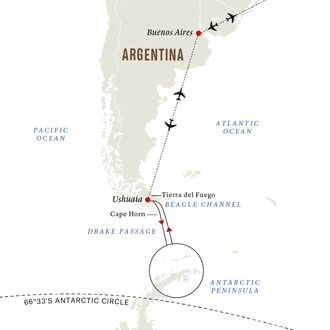 tourhub | HX Hurtigruten Expeditions | Highlights of Antarctica (Flight Included) | Tour Map