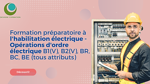 Représentation de la formation : Formation préparatoire à l'habilitation électrique - Opérations d'ordre électrique B1(V), B2(V), BR, BC, BE (tous attributs)