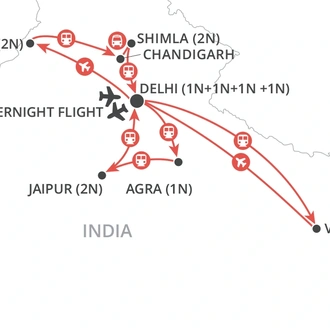 tourhub | Wendy Wu | India by Rail | Tour Map