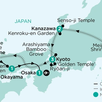 tourhub | APT | Japanese Culture, Art & Gardens in Autumn Splendour | Tour Map