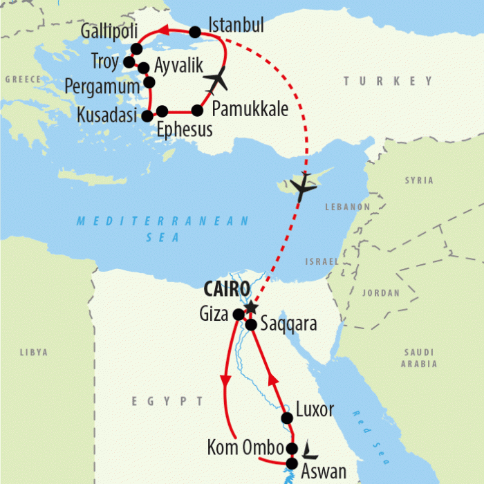 tourhub | On The Go Tours | Turkey & Tutankhamun - 16 days | Tour Map