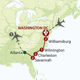 tourhub | Saga Holidays | America’s Historic East Coast | Tour Map