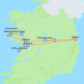 tourhub | On The Go Tours | Best of West Ireland - 3 days | Tour Map