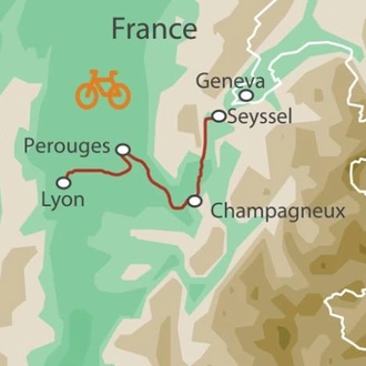tourhub | UTracks | Rhone Cycle Path: Haute-Savoie to Lyon | Tour Map