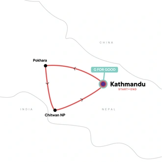 tourhub | G Adventures | Highlights of Nepal | Tour Map