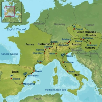 tourhub | Indus Travels | A European Journey from Madrid to Prague | Tour Map