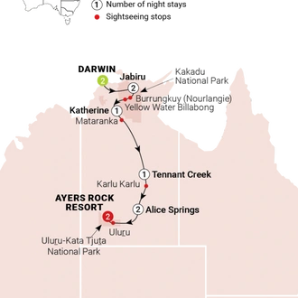 tourhub | AAT Kings | Northern Territory Explorer | Tour Map