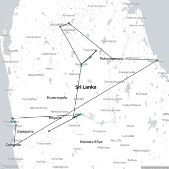 tourhub | Today Voyages | Round Tour in Sri Lanka SL/002/E | Tour Map