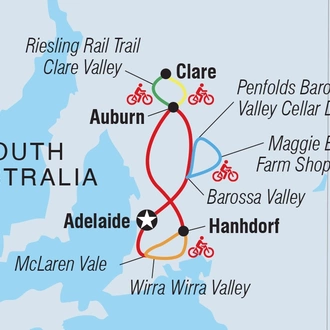 tourhub | Intrepid Travel | Cycle South Australia's Wine Regions | Tour Map