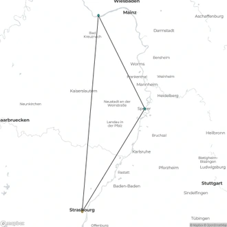 tourhub | CroisiEurope Cruises | New Year on the Rhine: The romantic Rhine and its castles (port-to-port cruise) | Tour Map