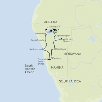tourhub | Exodus | Discover Namibia - Camping | Tour Map