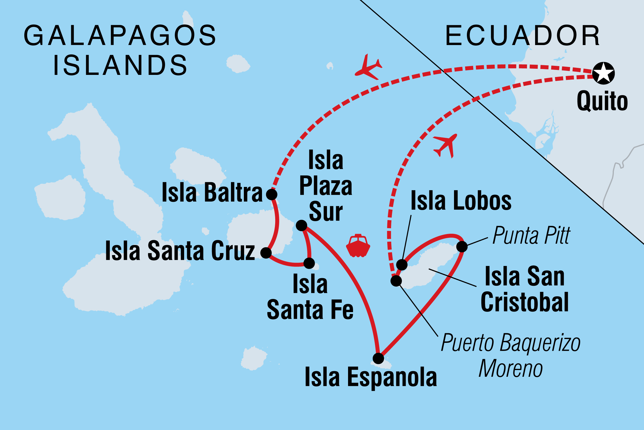 tourhub | Intrepid Travel | Galapagos Explorer: Southern Islands (Grand Queen Beatriz) | Tour Map