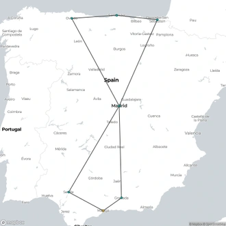 tourhub | VPT TOURS | Andalucia & Green Spain from Costa del Sol | Tour Map