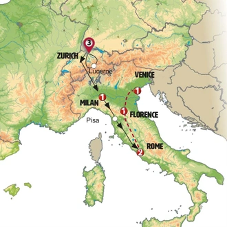 tourhub | Europamundo | Swiss and Italian Spotlight | Tour Map